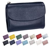 Genérico Unisex Pebble Leather Wallet, Small Wallets for Women, with Coin Holder, Credit Card Slots & Zippered Pockets, Natural Stone Texture, Multicolor (Dark Blue)