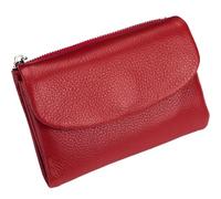 Genérico Unisex Pebble Leather Wallet, Women's Genuine Leather Coin Purse with Credit Card Holder, Coin Holder & Cash Slots (Red)