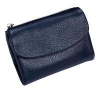 Genérico Unisex Pebble Leather Wallet, Women's Genuine Leather Coin Purse with Credit Card Holder, Coin Holder & Cash Slots (Dark Blue)