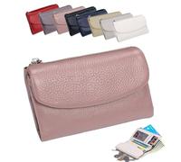 Genérico Unisex Pebble Real Leather Wallet Multicolor Slim Anti-Theft Bifold with Card Holder & Coin Purse Precioush Purse for Passport Daily Travel (Pink)