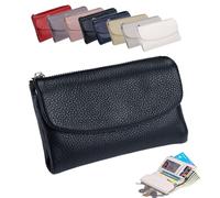 Genérico Unisex Pebble Real Leather Wallet Multicolor Slim Anti-Theft Bifold with Card Holder & Coin Purse Precioush Purse for Passport Daily Travel (Black)
