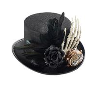 Genérico Unisex Steampunk Top Hat | Felt With Metal Accessories | Carnival, Halloween, Cosplay, And Vintage Gear Hat With Monocle Design | Adjustable 56-58cm, 13cm Height, Retro Festival Costume
