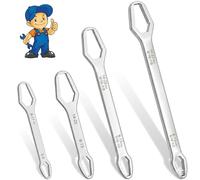 Genérico Universal Self-Tightening Wrench Set, 2-Piece Double-Ended Torx Spanner 8-22mm, Heavy Duty Chrome Vanadium Steel Multi-Wrench for Automotive, Plumbing & Household Repair (Silver)