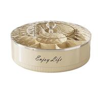 Genérico Unterteilter Servier-Teller - Drehbare Snack-Box | 7 Fächer, Vorratsdose mit Deckel & Tragegriff, Snacktablett für Party, Picknick, Süßigkeiten &, Luxus-Design, 1-Stkc