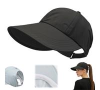 Genérico UPF Sun Protection Baseball Hat Men Women,Wide Brim Outdoor UV Adjustable Half Hollow Top Cap,Lightweight Sunscreen Sun Caps (Black)