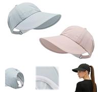 Genérico UPF Sun Protection Baseball Hat Men Women,Wide Brim Outdoor UV Adjustable Half Hollow Top Cap,Lightweight Sunscreen Sun Caps (Blue+Pink)