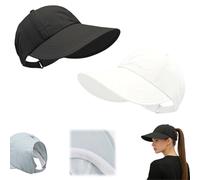 Genérico UPF Sun Protection Baseball Hat Men Women,Wide Brim Outdoor UV Adjustable Half Hollow Top Cap,Lightweight Sunscreen Sun Caps (Black+White)