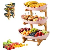 Genérico Upgrade 3 Tier Fruit Basket - Tiered Fruit Basket for Kitchen Counter, Fruit Bowl for Kitchen Counter, Cake Dessert Snack (Pink-3-Tier)