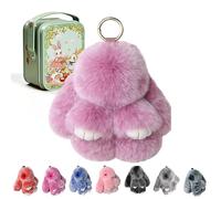Genérico Upgraded Handmade Soft Bunny Charms, Bunny Keychain with Tin, Easter Cute Bunny Plush Keychain for Keys, Bags & Backpacks (#E)
