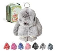 Genérico Upgraded Handmade Soft Bunny Charms, Bunny Keychain with Tin, Easter Cute Bunny Plush Keychain for Keys, Bags & Backpacks (#F)