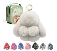 Genérico Upgraded Handmade Soft Bunny Charms, Bunny Keychain with Tin, Easter Cute Bunny Plush Keychain for Keys, Bags & Backpacks (#D)