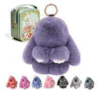 Genérico Upgraded Handmade Soft Bunny Charms, Bunny Keychain with Tin, Easter Cute Bunny Plush Keychain for Keys, Bags & Backpacks (#A)