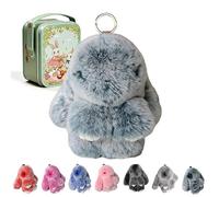 Genérico Upgraded Handmade Soft Bunny Charms, Bunny Keychain with Tin, Easter Cute Bunny Plush Keychain for Keys, Bags & Backpacks (#H)