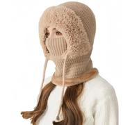 Genérico Upgraded Winter Balaclava Hat Scarf - 3 in 1 Beanie Hat with Scarf and Mask for Women, Thickened Windproof Fleece Lined (Khaki)
