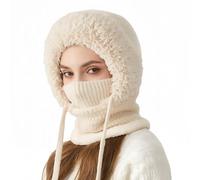 Genérico Upgraded Winter Balaclava Hat Scarf - 3 in 1 Beanie Hat with Scarf and Mask for Women, Thickened Windproof Fleece Lined (Beige)