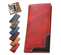 Genérico Upliftjoys Cowhide Vintage Wallet, Men Long Leather Bifold Wallet, Western Bifold Leather Long Wallets for Men (Red)