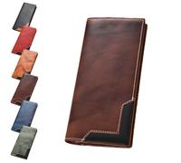 Genérico Upliftjoys Cowhide Vintage Wallet, Mens Leather Bifold Long Card Wallets for Father Mens Big Checkbook Handcrafted Wallets (Coffer)