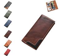 Genérico Upliftjoys Cowhide Vintage Wallet, Mens Leather Bifold Long Card Wallets, Suitable For Men Handcrafted Wallets (C# B)
