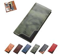 Genérico Upliftjoys Cowhide Vintage Wallet, Mens Women Leather Bifold Long Card Big Checkbook Handcrafted Wallets (Green)
