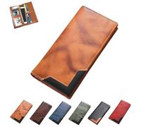 Genérico Upliftjoys Cowhide Vintage Wallet, Mens Women Leather Bifold Long Card Big Checkbook Handcrafted Wallets (Yellow)