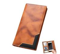 Genérico Upliftjoys Cowhide Vintage Wallet, Mens Women Leather Bifold Long Card Wallets, Cowboy Checkbook Wallet for Father Mens Big (Yellow)