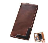 Genérico Upliftjoys Cowhide Vintage Wallet, Mens Women Leather Bifold Long Card Wallets, Cowboy Checkbook Wallet for Father Mens Big (Brown)