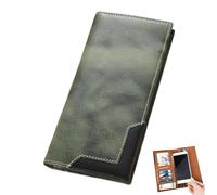 Genérico Upliftjoys Cowhide Vintage Wallet, Mens Women Leather Bifold Long Card Wallets, Cowboy Checkbook Wallet for Father Mens Big (Green)
