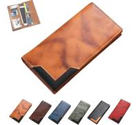 Genérico Upliftjoys Cowhide Vintage Wallet, Mens Women Leather Bifold Long Card Wallets with RFID Blocking, Multifunctional Business Wallet (Yellow)