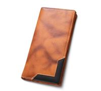 Genérico Upliftjoys Cowhide Vintage Wallet, Stylish Patchwork Design Long Wallet for Men, Large Capacity with RFID Blocking Function (Yellow)