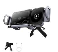 Genérico Upliftjoys High Intelligent Mobile Phone/Pad Holder, 2 in 1 Rotatable Car Phones Holders, Wireless Charging, Air-Vent Smart Auto-Clamp Magnetic Phone-Holder for Cars (Gray)