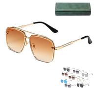 Genérico Upliftjoys Sunglasses, Retro Gradient Sunglasses Uv400 Protection, Metal Square Frame Sunglass (gold coffee)