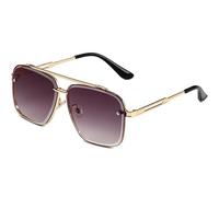 Genérico Upliftjoys Sunglasses, Retro Gradient Sunglasses Uv400 Protection, Stylish Double Bridge Square Frame Shades for Men and Women (Purple+Gold)