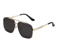 Genérico Upliftjoys Sunglasses, Retro Gradient Sunglasses Uv400 Protection, Stylish Double Bridge Square Frame Shades for Men and Women (Black+Gold)
