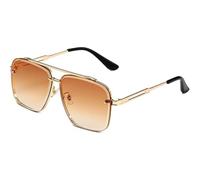 Genérico Upliftjoys Sunglasses, Retro Gradient Sunglasses Uv400 Protection, Stylish Double Bridge Square Frame Shades for Men and Women (Orange)