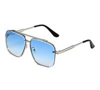 Genérico Upliftjoys Sunglasses, Retro Gradient Sunglasses UV400 Protection, Unisex Double Bridge Square Shades (Blue-Silver)