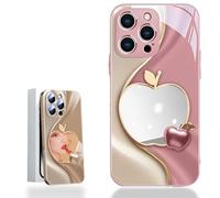Genérico Urgalaxy Personalized 3D Colorful Fruit Tempered Glass Phone Case, Comes with Mirror, All-Inclusive Lens, Frosted Soft-Edged, for iPhone X-XR/7-16pm (iPhone 13PM,Pink)