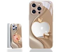Genérico Urgalaxy Personalized 3D Colorful Fruit Tempered Glass Phone Case, Comes with Mirror, All-Inclusive Lens, Frosted Soft-Edged, for iPhone X-XR/7-16pm (iPhone 11P,Gold)