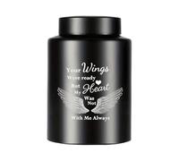 Genérico Urn - Provides Airtight Waterproof Protection, Elegant Angel Wing Embellishment, 15x10x10cm Size + Secure Screw Lid, High Grade Stainless Steel - For Home Display & Outdoor Burial