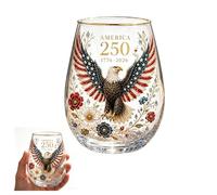 Genérico USA 250 Years of Freedom Eagle Glass, America 250 Eagle Glass Tumbler, 1776-2026 Heritage Patriotic Whiskey Cup, Regalo para veteranos y coleccionistas (A)