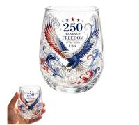 Genérico USA 250 Years of Freedom Eagle Glass, America 250 Eagle Glass Tumbler, 1776-2026 Heritage Patriotic Whiskey Cup, Regalo para veteranos y coleccionistas (B)