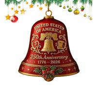 Genérico USA 250th Anniversaryy Bell Ornament, Guardiann duradero hecho a mano, decoración de suspensión conmemorativa multifuncional para vallas o decoraciones navideñas