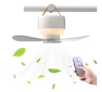 Genérico USB Ceiling Fan, Remote Control Fans, Adorable Quiet Lightweight Camping Fan, 3-Speed Adjustable Cooling Tool with Timer for Tent, Bedroom and Outdoor Activities, White