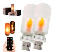 Genérico USB Flame Ambiance Light with Remote Control,Realistic Flame Simulation LED Bulb,Dynamic Flickering Mood Nightlight,Portable Mini Glass Bottle Decor Lamp for Car,Camping,Party,Bedroom