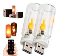 Genérico USB Flame Ambiance Light with Remote Control,Realistic Flame Simulation LED Bulb,Dynamic Flickering Mood Nightlight,Portable Mini Glass Bottle Decor Lamp for Car,Camping,Party,Bedroom