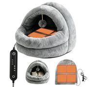 Genérico USB Heated Cat Cave - 5V Safe Warming Bed | Enclosed Dog House | Chew Resistant Cable, Soft Plush Sleeping Bag For Winter Indoor Pets, Small Dogs, Kittens, Floor & Bedroom