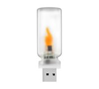 Genérico USB LED Flame Light - 2.52in Vintage Glass Night Light | Compact Flameless Flickering Ambient Lamp | 5V Mini USB Interior Bulb For Car Vehicle Bedroom Holiday Party Camping Yellow Glow