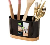 Generico Utensil Holder - PP and Wood, 7,32 x 4,72 x 3,66 in Drainer Rack Kitchen Design | Cutlery And Chopstick Organizer, Tabletop Countertop Storage For Kitchen, Dining, Home, Office Use