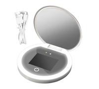 Genérico UV Camera Mirror - Sunscreen Test Mirror | Two-Sided Foldable Makeup Miřror with 2X Magnification, Dimmable LED Lights For Travel and Bathroom, Portable Smart UV Tester For Sun Protection