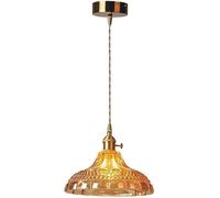 Genérico V-intage Amber Glass Pendant Light Fixtures Brass Base Ceiling Lamp Chandelier Lighting Compatible with Kitchen Island Restaurant Living Room,Estilo Minimalista