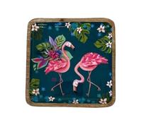 Genérico vacío-bolsillo decorativo de madera cuadrada, 20 x 20 cm, taza de diseño flamenco, bandeja de madera y resina, cuenco decorativo moderno para entrada salón casa